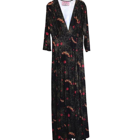Wax Poetic Raquel Maxi Dress XXL Clarice  Death’s Head Moth Spiderweb Gothic - Picture 3 of 10